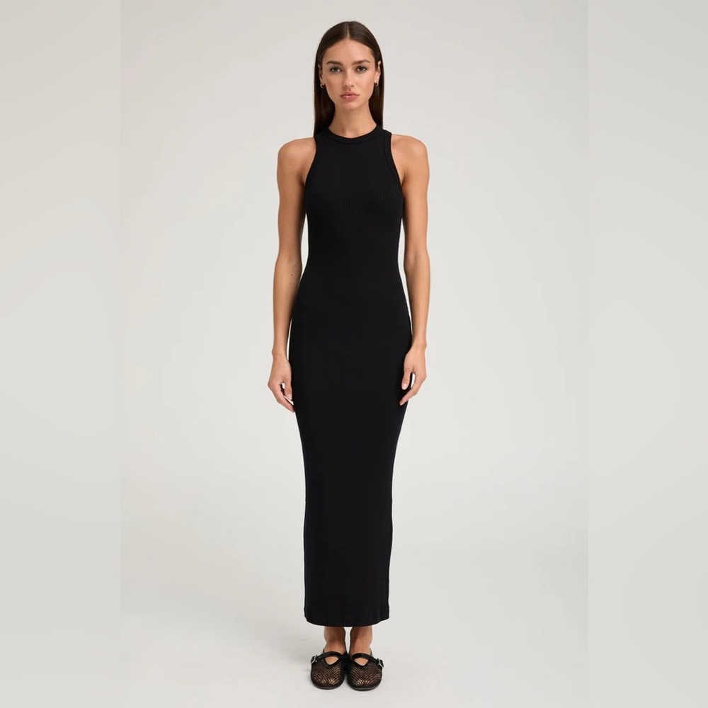NWT Zara Sleeveless Black Ribbed Dress with Cowl Neck